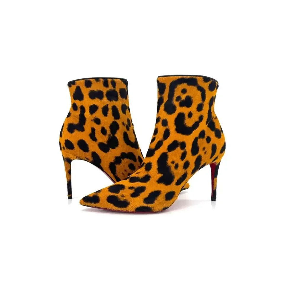 NEW Christian Louboutin So Kate 85 Spicy Leopard Pony Hair Booty 36.5 - Picture 2 of 8